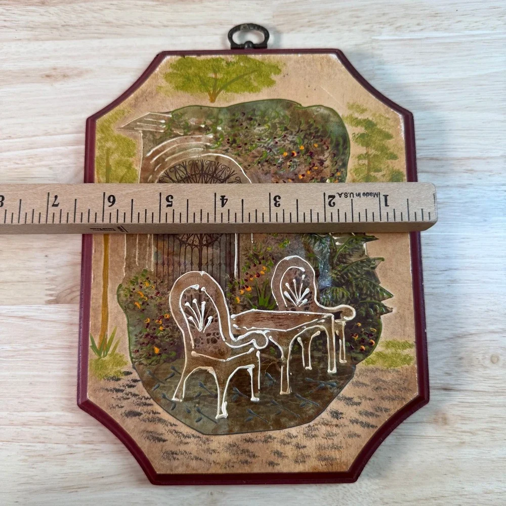 Vintage Italian Garden Patio Iron Gate Decor Wooden Wall Hanging Art Plaque